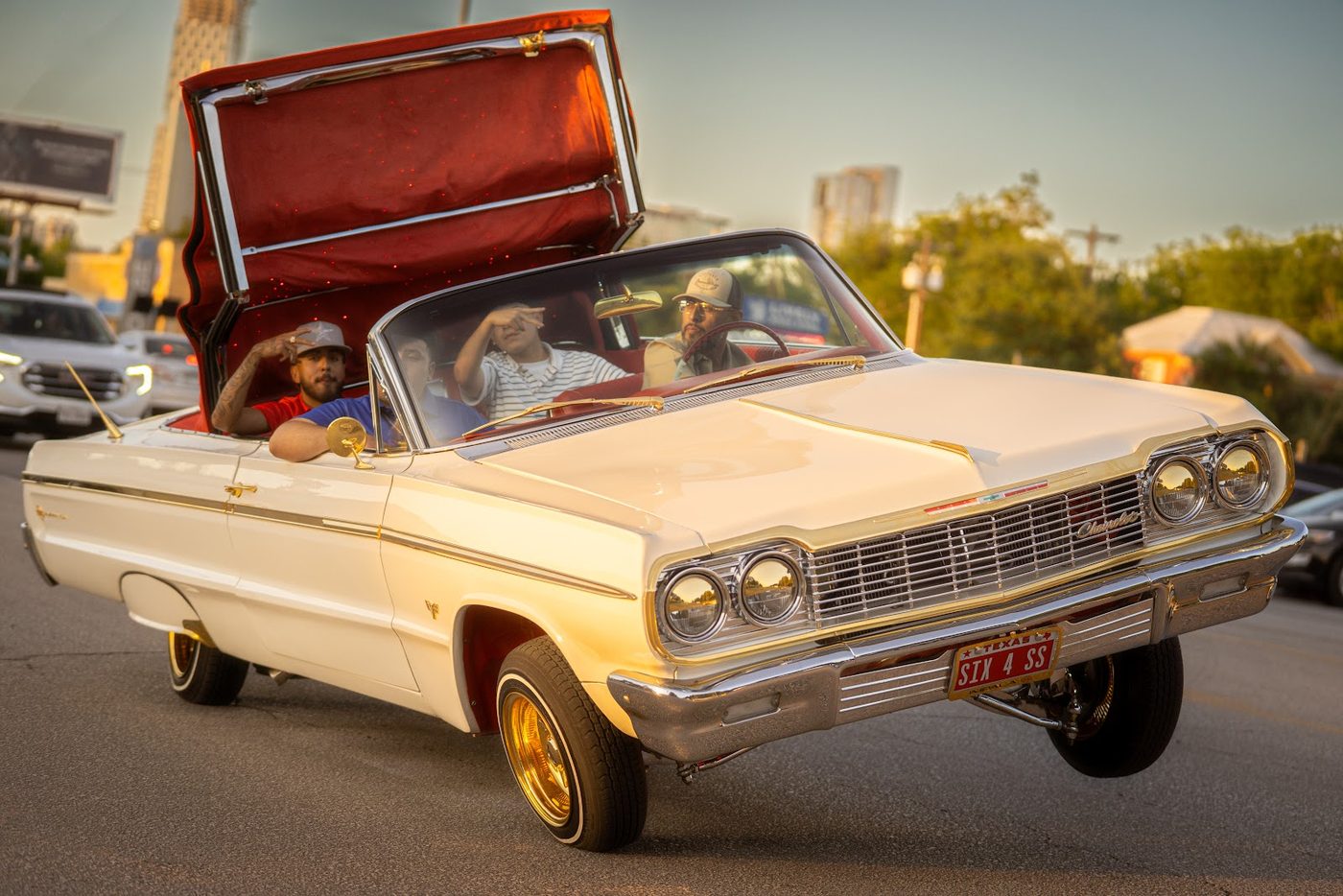 Classic lowrider convertible at an event in Austin